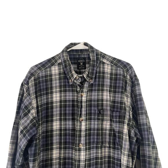Redhead Men's Size Large Plaid Green Blue Flannel Button Up - Picture 2 of 9